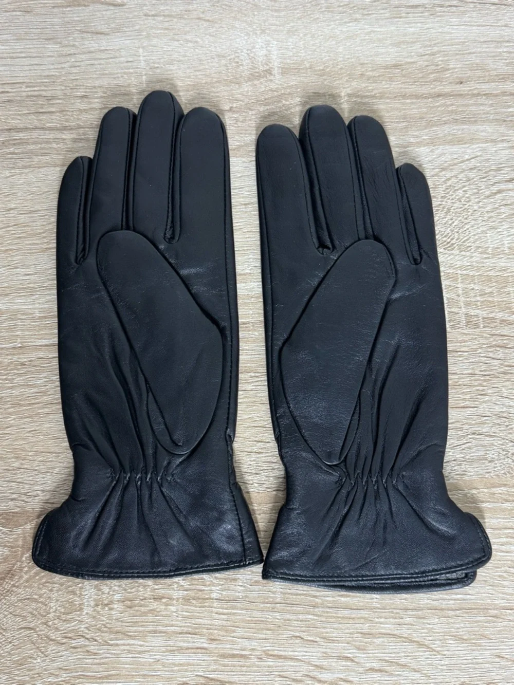 Kebesu Women M Black Sheepskin Leather Cashmere Lined Driving Gloves